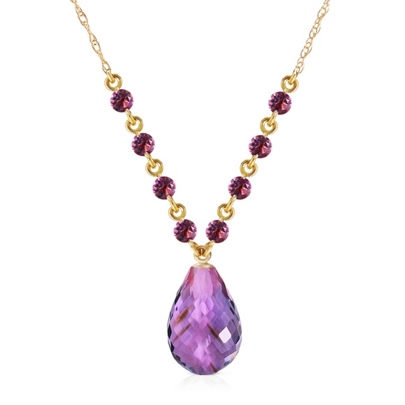 Galaxy Gold Products Jewelry - SOLID GOLD NECKLACE WITH NATURAL AMETHYSTS